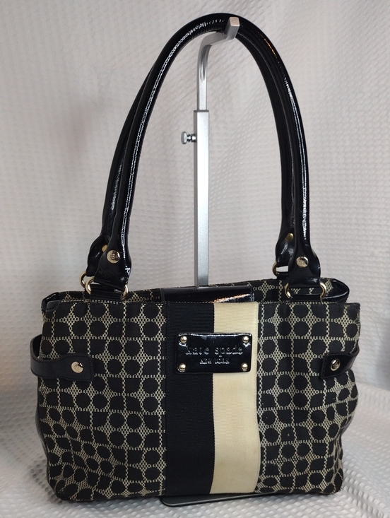 kate spade Handbags - kate spade Black and Cream Patterned Shoulder Bag